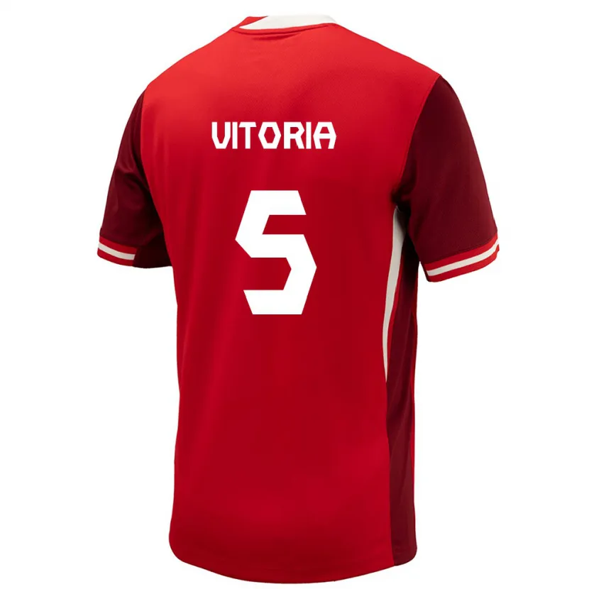 Danxen Mujer Camiseta Canadá Steven Vitória #5 Rojo 1ª Equipación 24-26 La Camisa México