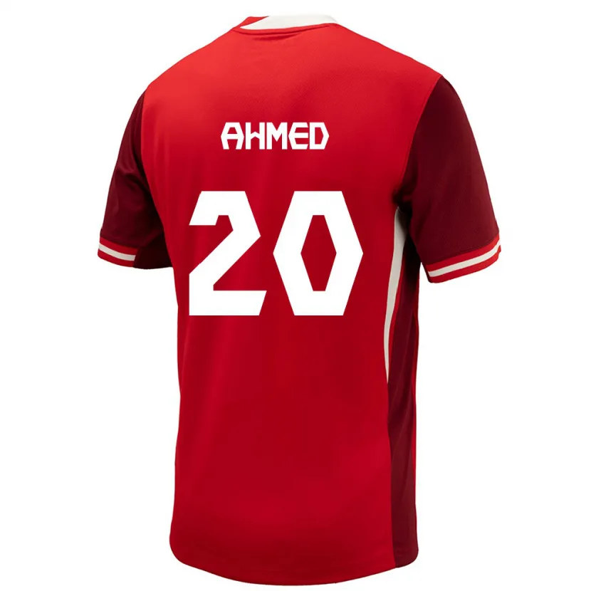 Danxen Mujer Camiseta Canadá Ali Ahmed #20 Rojo 1ª Equipación 24-26 La Camisa México