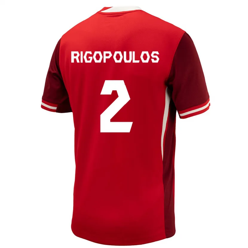 Danxen Mujer Camiseta Canadá Theo Rigopoulos #2 Rojo 1ª Equipación 24-26 La Camisa México