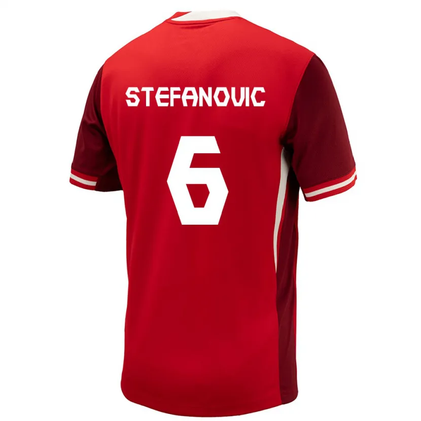Danxen Mujer Camiseta Canadá Lazar Stefanovic #6 Rojo 1ª Equipación 24-26 La Camisa México