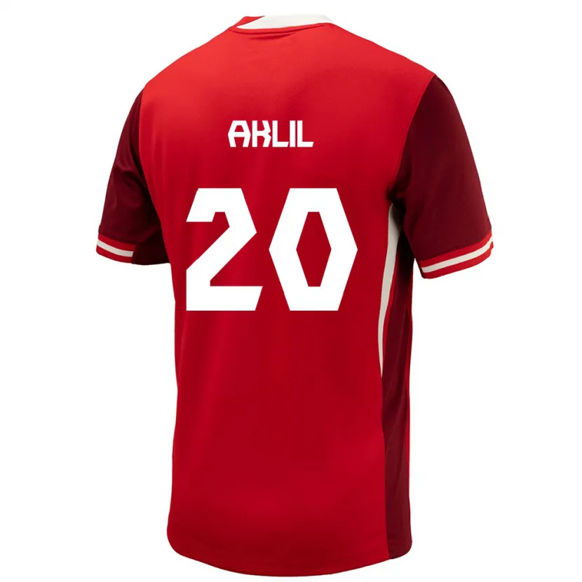 Danxen Mujer Camiseta Canadá Lino Aklil #20 Rojo 1ª Equipación 24-26 La Camisa México