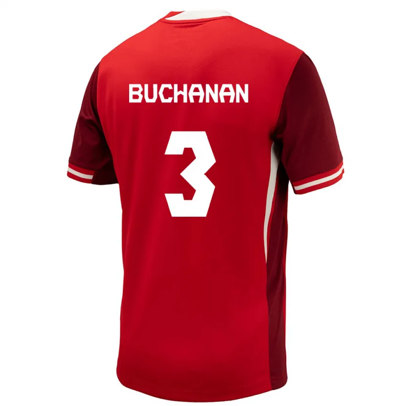 Danxen Mujer Camiseta Canadá Kadeisha Buchanan #3 Rojo 1ª Equipación 24-26 La Camisa México