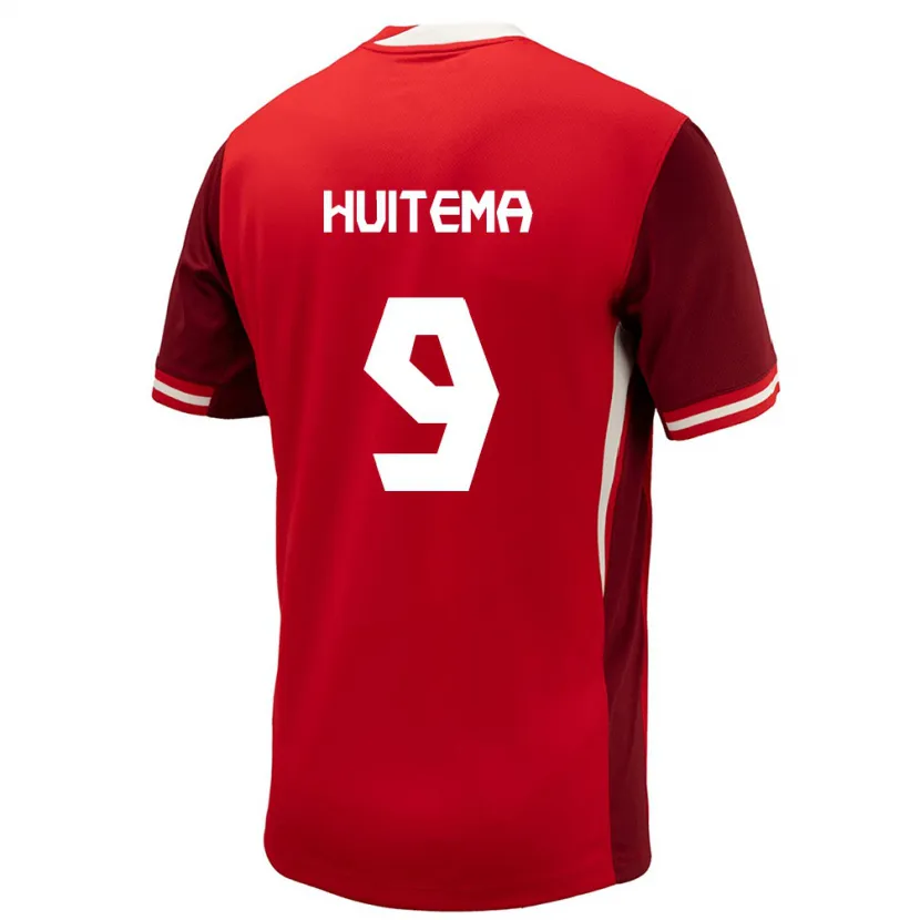 Danxen Mujer Camiseta Canadá Jordyn Huitema #9 Rojo 1ª Equipación 24-26 La Camisa México
