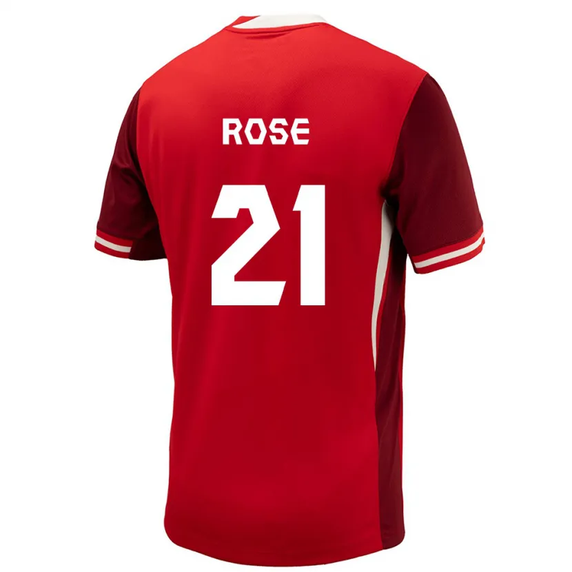 Danxen Mujer Camiseta Canadá Jade Rose #21 Rojo 1ª Equipación 24-26 La Camisa México