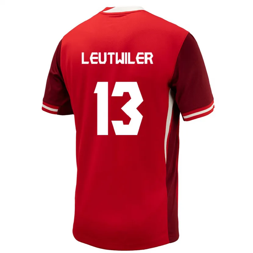 Danxen Mujer Camiseta Canadá Jayson Leutwiler #13 Rojo 1ª Equipación 24-26 La Camisa México