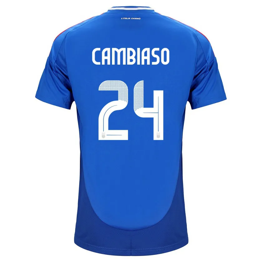 Danxen Mujer Camiseta Italia Andrea Cambiaso #24 Azul 1ª Equipación 24-26 La Camisa México