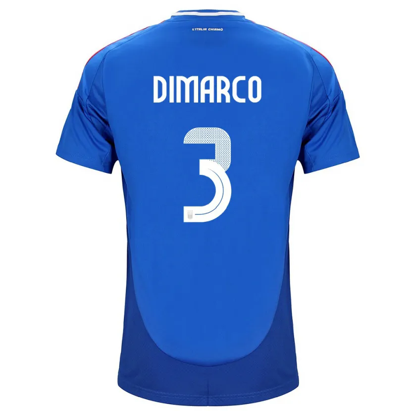 Danxen Mujer Camiseta Italia Federico Dimarco #3 Azul 1ª Equipación 24-26 La Camisa México
