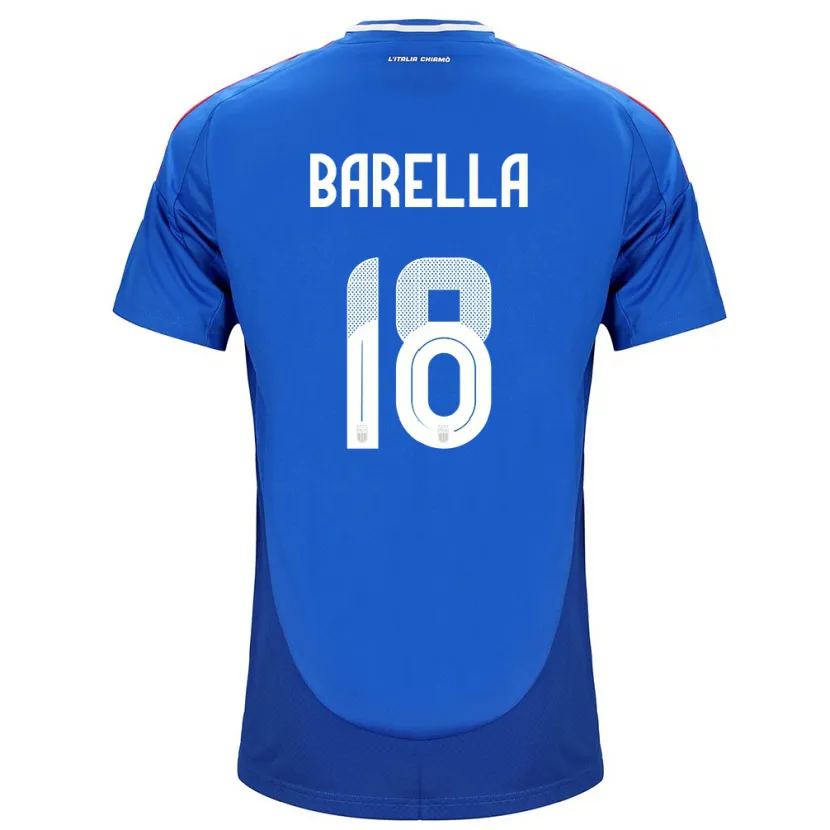 Danxen Mujer Camiseta Italia Nicolò Barella #18 Azul 1ª Equipación 24-26 La Camisa México