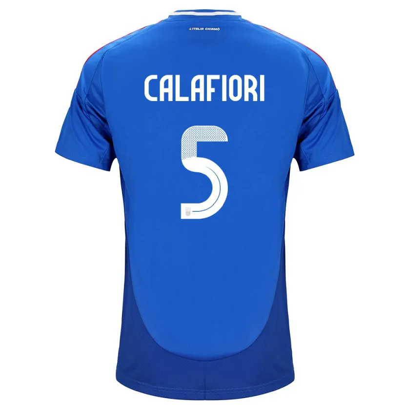 Danxen Mujer Camiseta Italia Riccardo Calafiori #5 Azul 1ª Equipación 24-26 La Camisa México