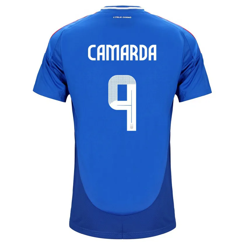 Danxen Mujer Camiseta Italia Francesco Camarda #9 Azul 1ª Equipación 24-26 La Camisa México
