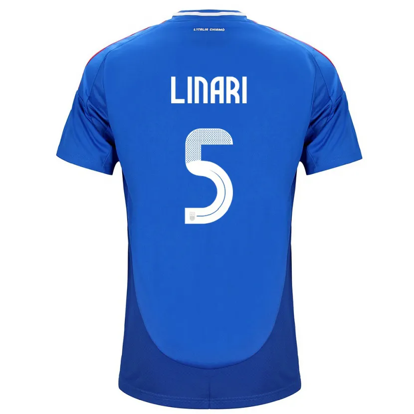 Danxen Mujer Camiseta Italia Elena Linari #5 Azul 1ª Equipación 24-26 La Camisa México