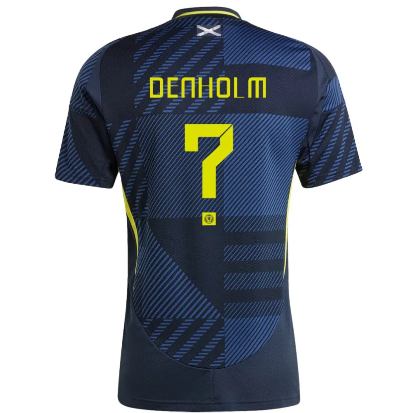 Danxen Mujer Camiseta Escocia Aidan Denholm #0 Azul Oscuro 1ª Equipación 24-26 La Camisa México