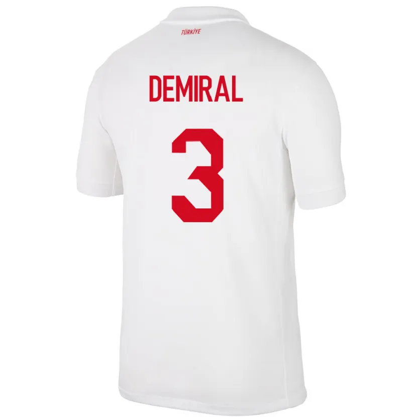 Danxen Mujer Camiseta Turquía Merih Demiral #3 Blanco 1ª Equipación 24-26 La Camisa México