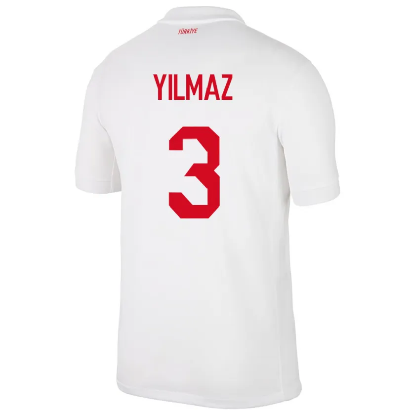 Danxen Mujer Camiseta Turquía Berkay Yılmaz #3 Blanco 1ª Equipación 24-26 La Camisa México