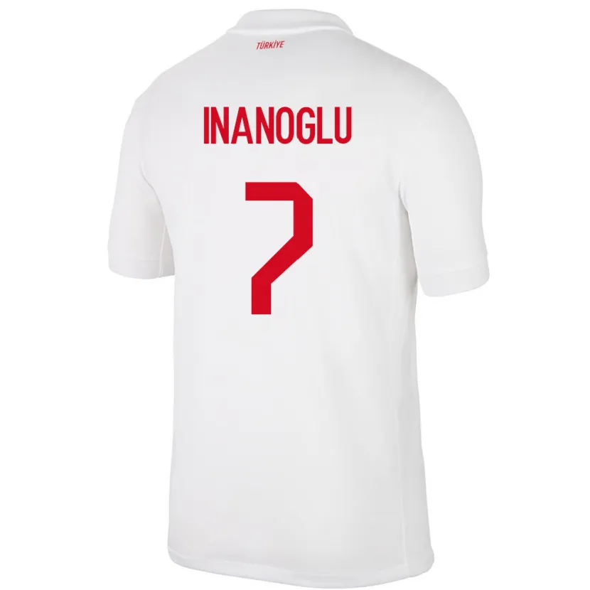 Danxen Mujer Camiseta Turquía Kaan İnanoğlu #7 Blanco 1ª Equipación 24-26 La Camisa México