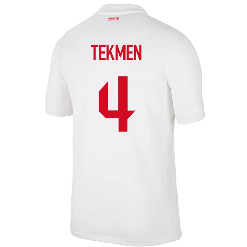 Danxen Mujer Camiseta Turquía Ece Tekmen #4 Blanco 1ª Equipación 24-26 La Camisa México