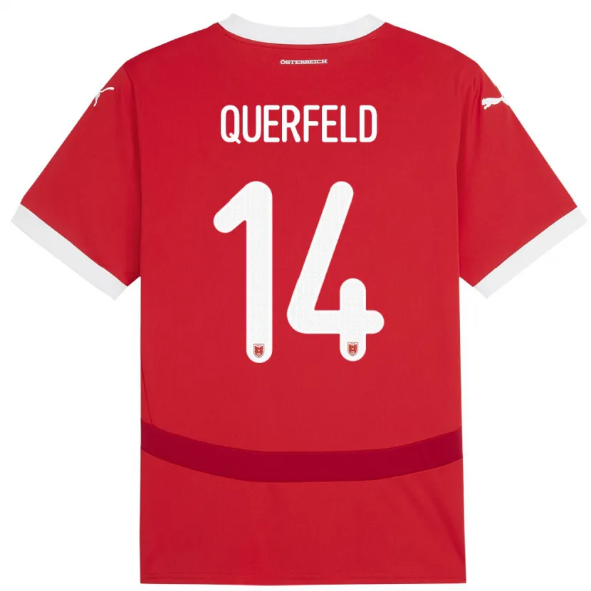 Danxen Mujer Camiseta Austria Leopold Querfeld #14 Rojo 1ª Equipación 24-26 La Camisa México