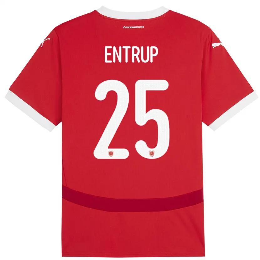 Danxen Mujer Camiseta Austria Maximilian Entrup #25 Rojo 1ª Equipación 24-26 La Camisa México