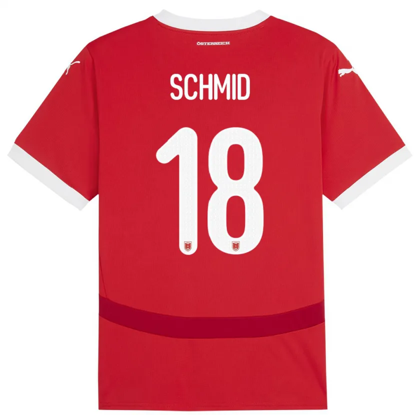 Danxen Mujer Camiseta Austria Romano Schmid #18 Rojo 1ª Equipación 24-26 La Camisa México