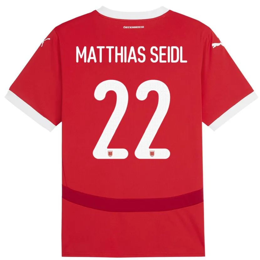 Danxen Mujer Camiseta Austria Matthias Seidl #22 Rojo 1ª Equipación 24-26 La Camisa México