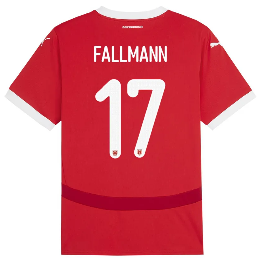 Danxen Mujer Camiseta Austria Pascal Fallmann #17 Rojo 1ª Equipación 24-26 La Camisa México