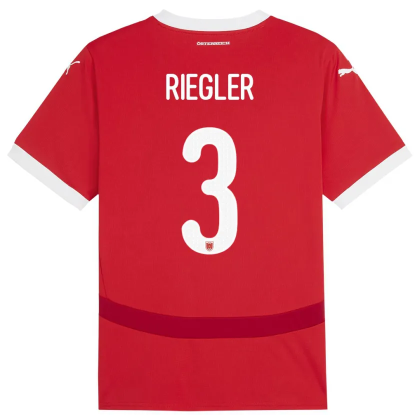 Danxen Mujer Camiseta Austria David Riegler #3 Rojo 1ª Equipación 24-26 La Camisa México