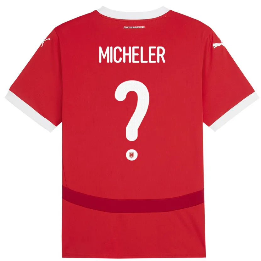 Danxen Mujer Camiseta Austria Florian Micheler #0 Rojo 1ª Equipación 24-26 La Camisa México