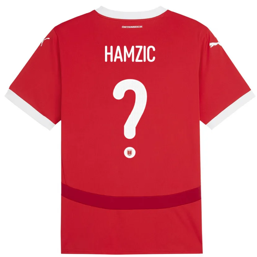 Danxen Mujer Camiseta Austria Salko Hamzic #0 Rojo 1ª Equipación 24-26 La Camisa México