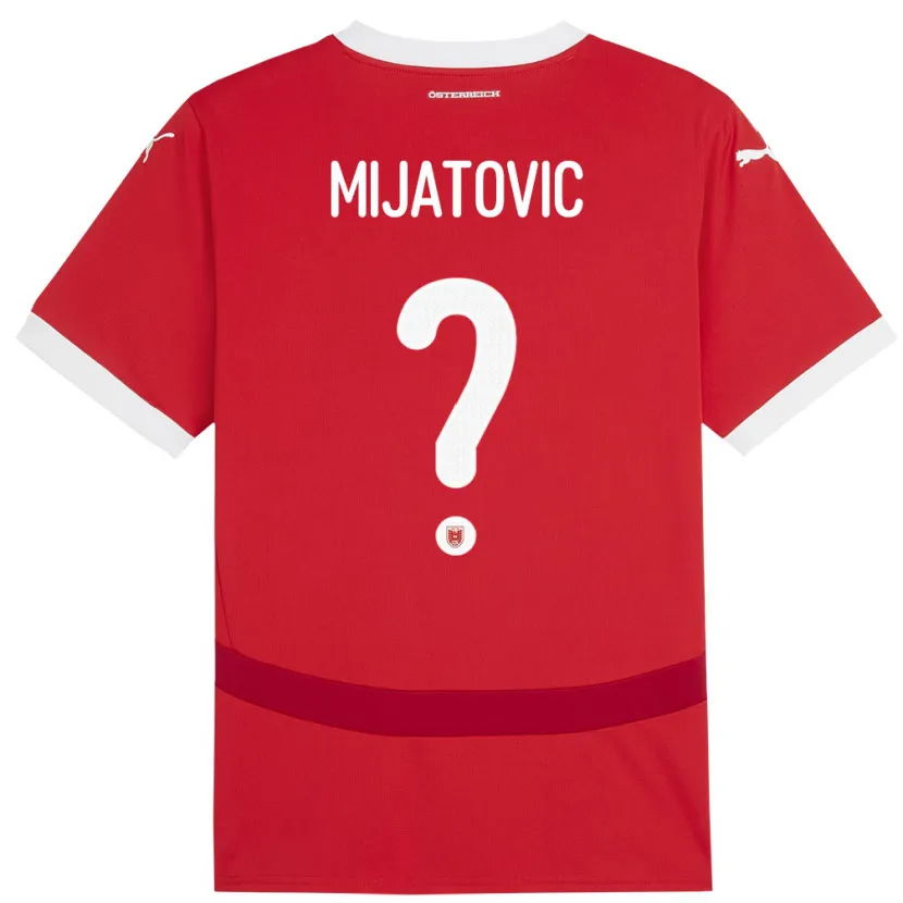 Danxen Mujer Camiseta Austria Luca Mijatovic #0 Rojo 1ª Equipación 24-26 La Camisa México