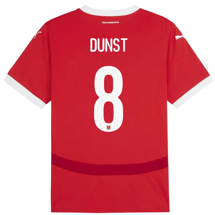 Danxen Mujer Camiseta Austria Barbara Dunst #8 Rojo 1ª Equipación 24-26 La Camisa México