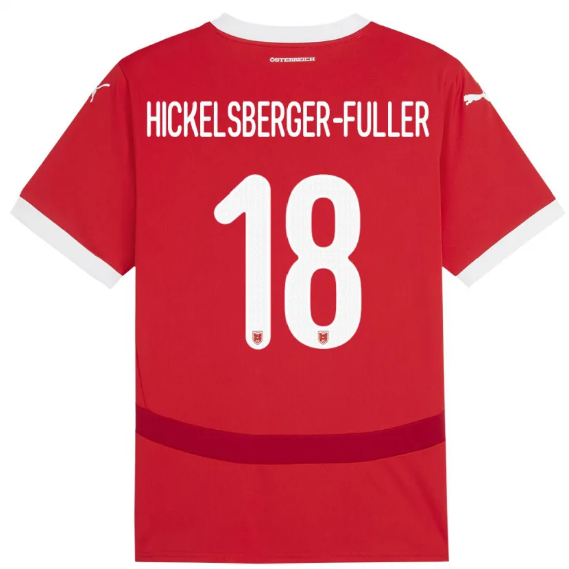 Danxen Mujer Camiseta Austria Julia Hickelsberger-Füller #18 Rojo 1ª Equipación 24-26 La Camisa México