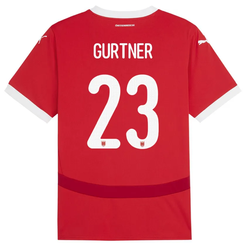 Danxen Mujer Camiseta Austria Andrea Gurtner #23 Rojo 1ª Equipación 24-26 La Camisa México