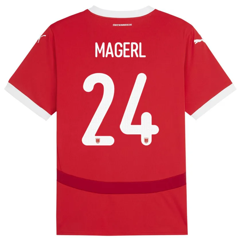 Danxen Mujer Camiseta Austria Julia Magerl #24 Rojo 1ª Equipación 24-26 La Camisa México