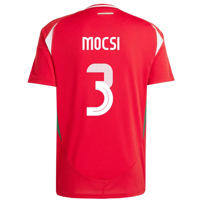 Danxen Mujer Camiseta Hungría Attila Mocsi #3 Rojo 1ª Equipación 24-26 La Camisa México