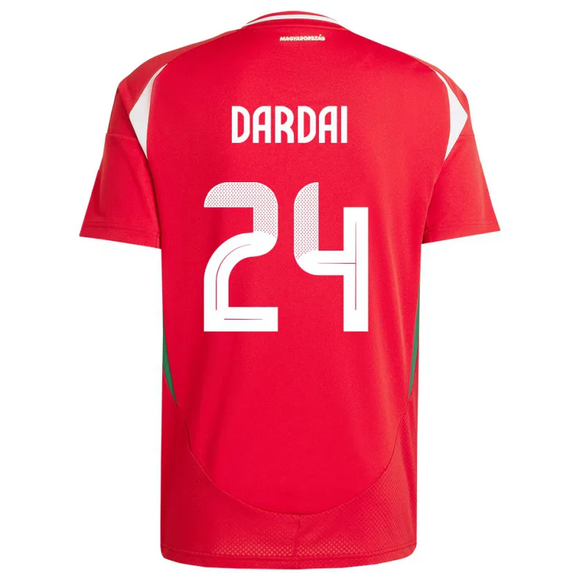 Danxen Mujer Camiseta Hungría Márton Dárdai #24 Rojo 1ª Equipación 24-26 La Camisa México