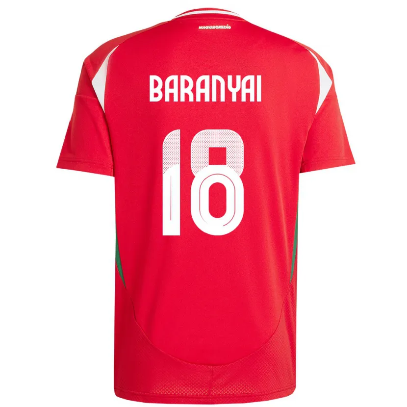 Danxen Mujer Camiseta Hungría Nimród Baranyai #18 Rojo 1ª Equipación 24-26 La Camisa México