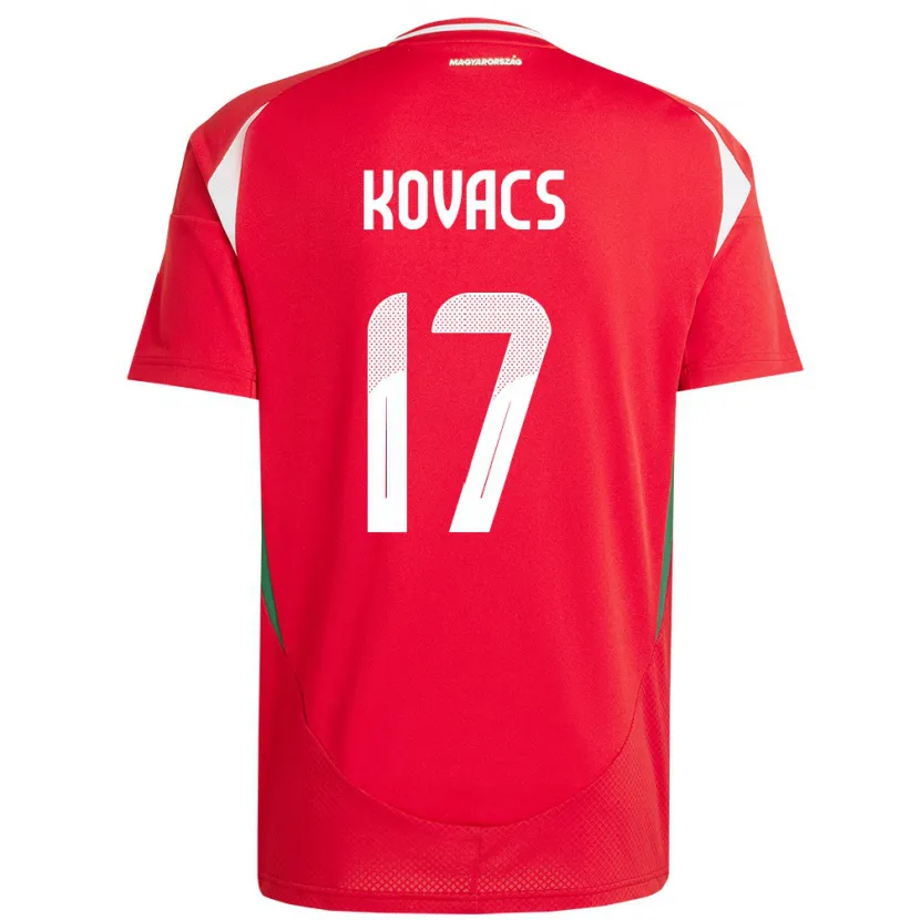 Danxen Mujer Camiseta Hungría Mátyás Kovács #17 Rojo 1ª Equipación 24-26 La Camisa México