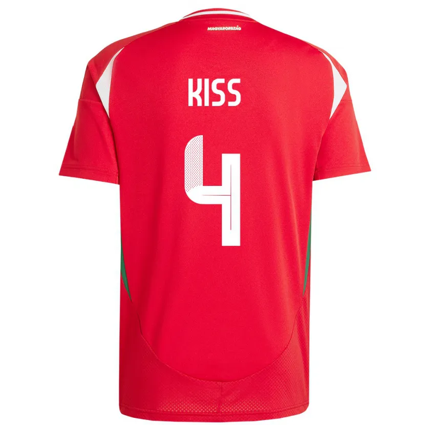 Danxen Mujer Camiseta Hungría Bálint Kiss #4 Rojo 1ª Equipación 24-26 La Camisa México