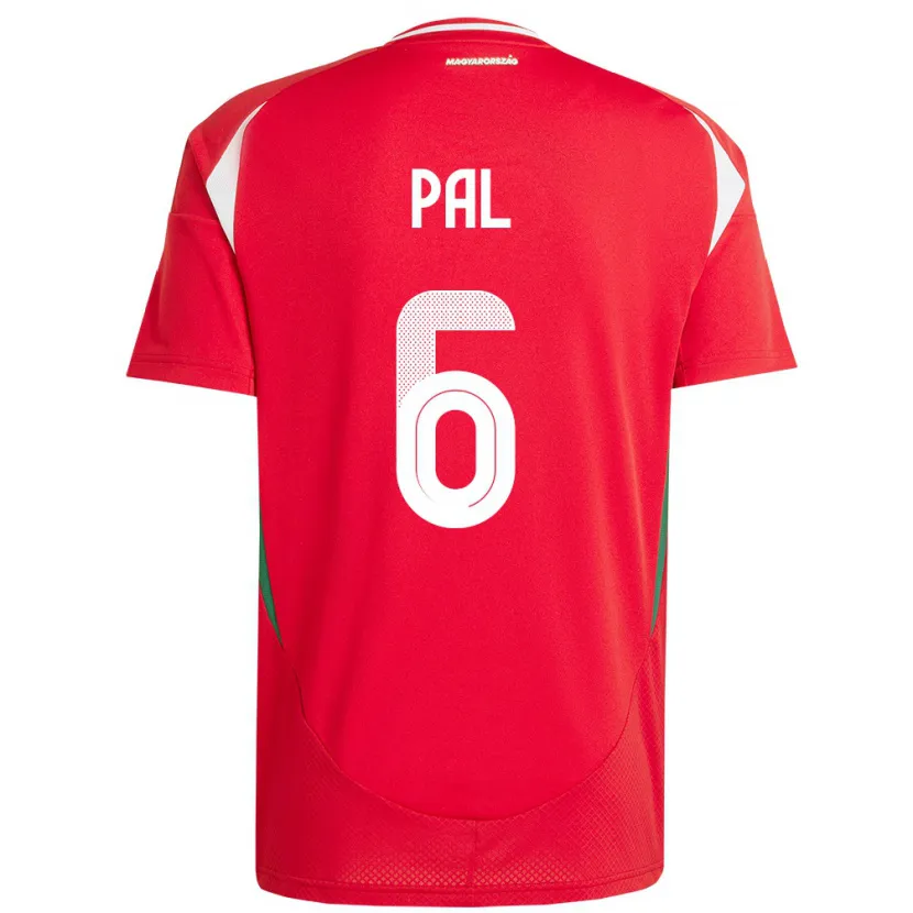 Danxen Mujer Camiseta Hungría Barna Pál #6 Rojo 1ª Equipación 24-26 La Camisa México