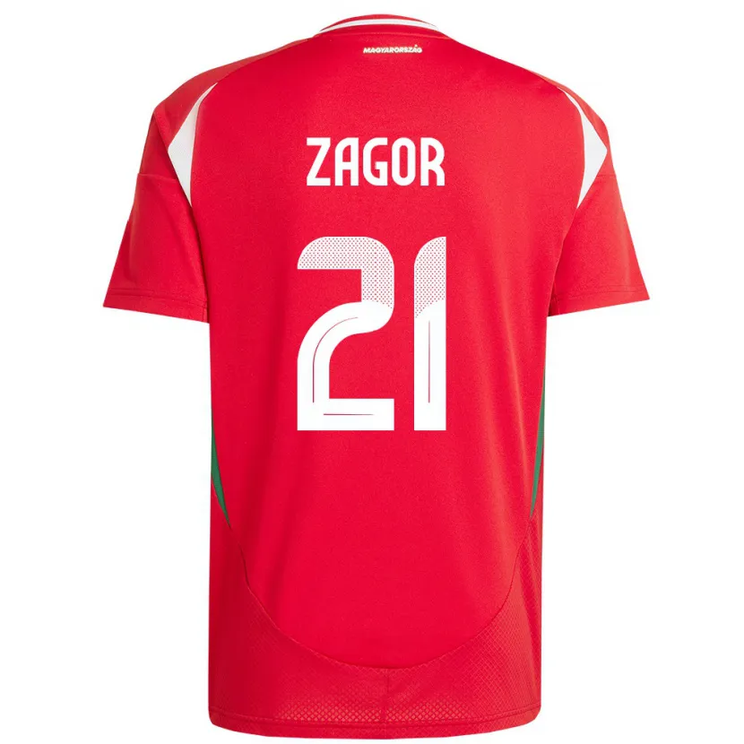 Danxen Mujer Camiseta Hungría Bernadett Zágor #21 Rojo 1ª Equipación 24-26 La Camisa México