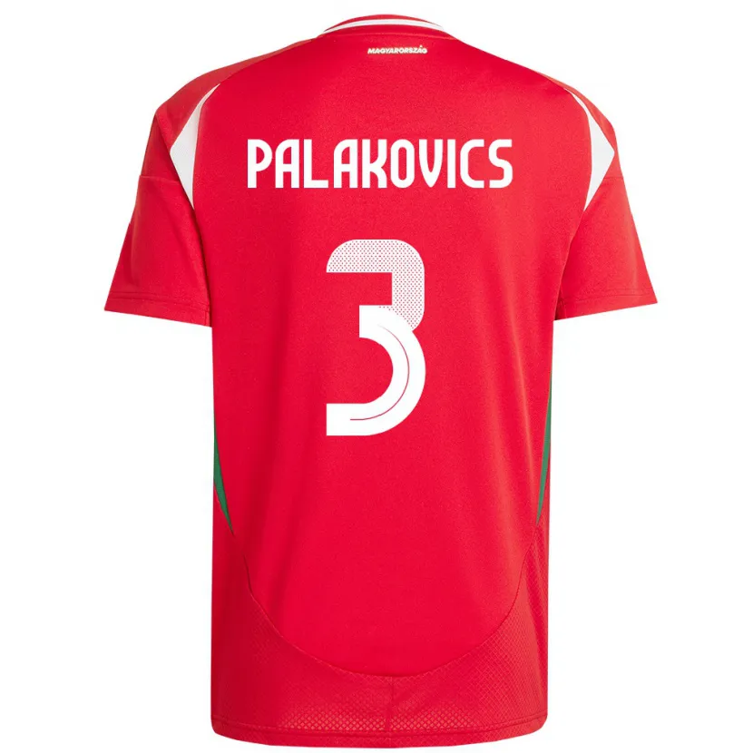 Danxen Mujer Camiseta Hungría Laura Palakovics #3 Rojo 1ª Equipación 24-26 La Camisa México