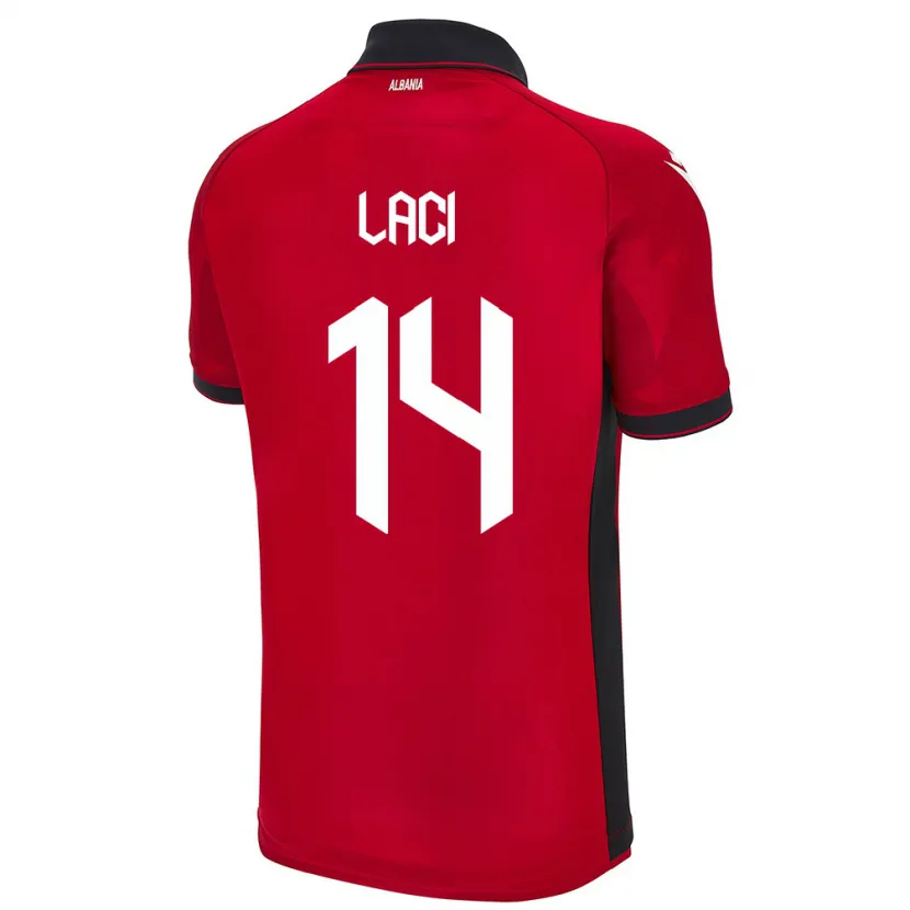 Danxen Mujer Camiseta Albania Qazim Laci #14 Rojo 1ª Equipación 24-26 La Camisa México