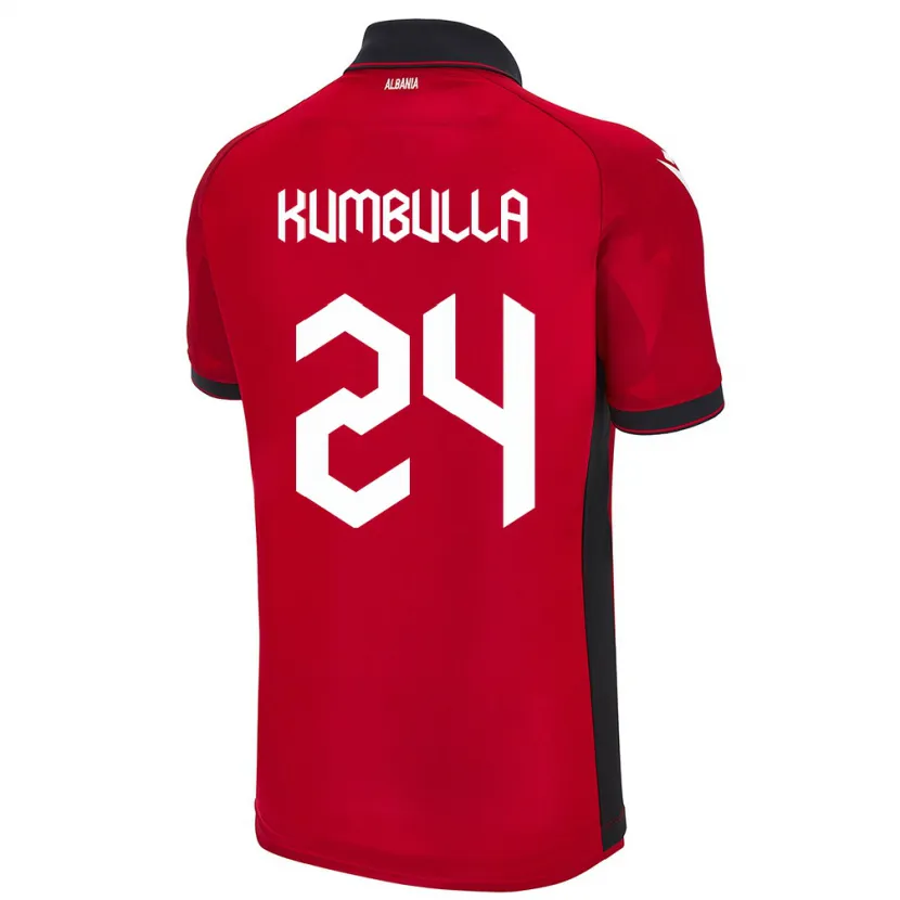 Danxen Mujer Camiseta Albania Marash Kumbulla #24 Rojo 1ª Equipación 24-26 La Camisa México