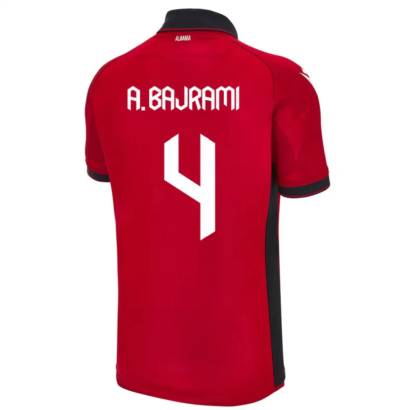 Danxen Mujer Camiseta Albania Adrian Bajrami #4 Rojo 1ª Equipación 24-26 La Camisa México