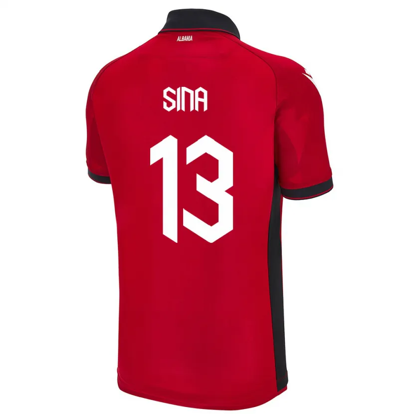 Danxen Mujer Camiseta Albania Samuele Sina #13 Rojo 1ª Equipación 24-26 La Camisa México