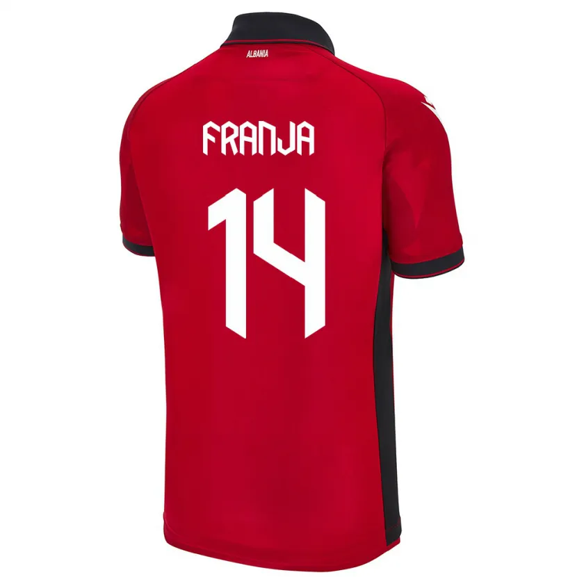 Danxen Mujer Camiseta Albania Ezmiralda Franja #14 Rojo 1ª Equipación 24-26 La Camisa México