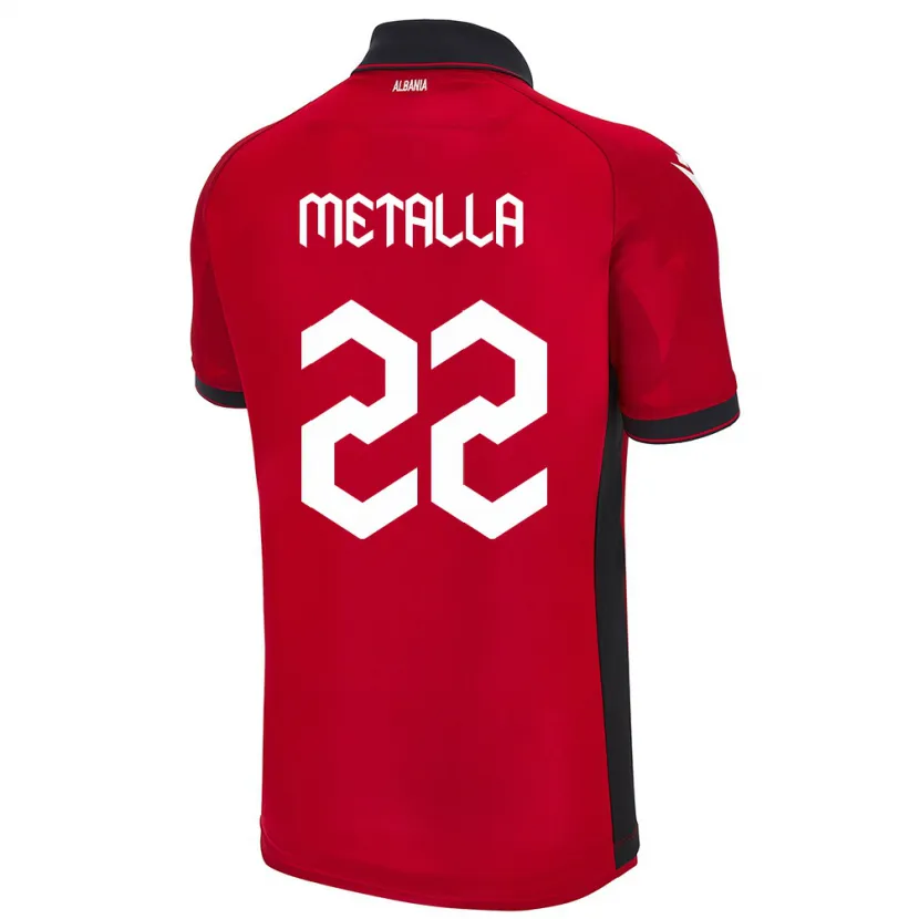 Danxen Mujer Camiseta Albania Mikaela Metalla #22 Rojo 1ª Equipación 24-26 La Camisa México