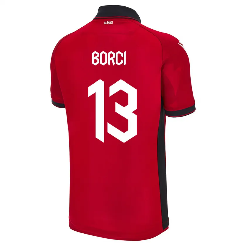 Danxen Mujer Camiseta Albania Klaudia Borci #13 Rojo 1ª Equipación 24-26 La Camisa México