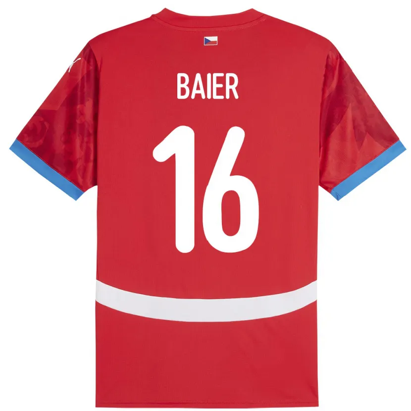 Danxen Mujer Camiseta Chequia Viktor Baier #16 Rojo 1ª Equipación 24-26 La Camisa México