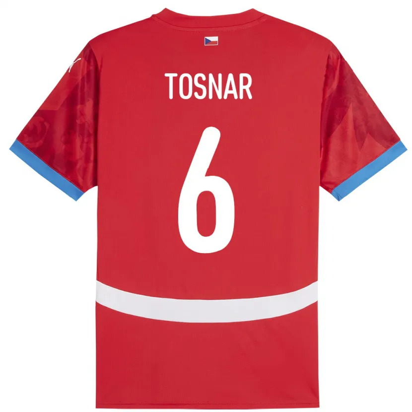 Danxen Mujer Camiseta Chequia Jakub Tosnar #6 Rojo 1ª Equipación 24-26 La Camisa México